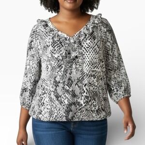 Ann Taylor Monochrome Patterned Blouse